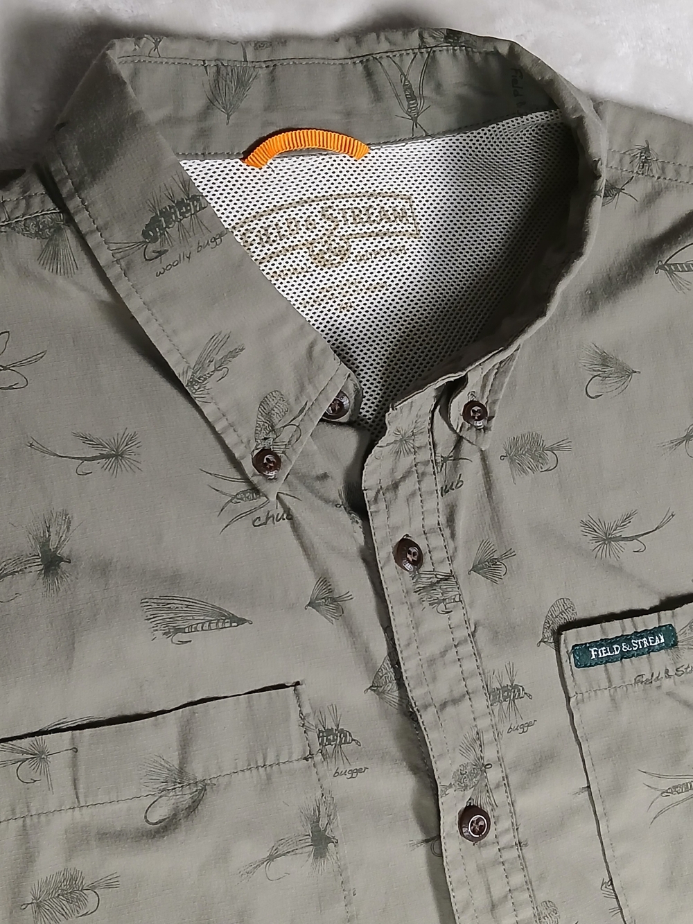 Field & Stream Fishing Shirt XXL Button Up Short Sleeve Green Men's